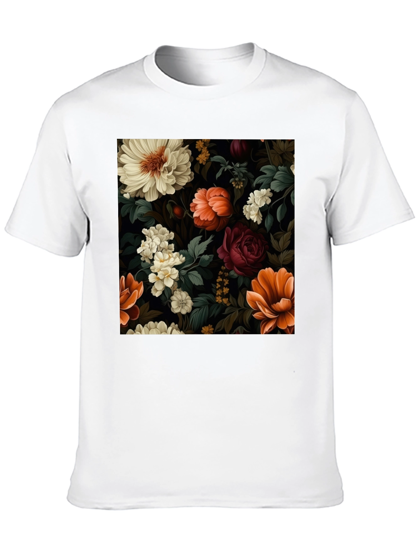 Floral Pattern Black T-Shirt for Men