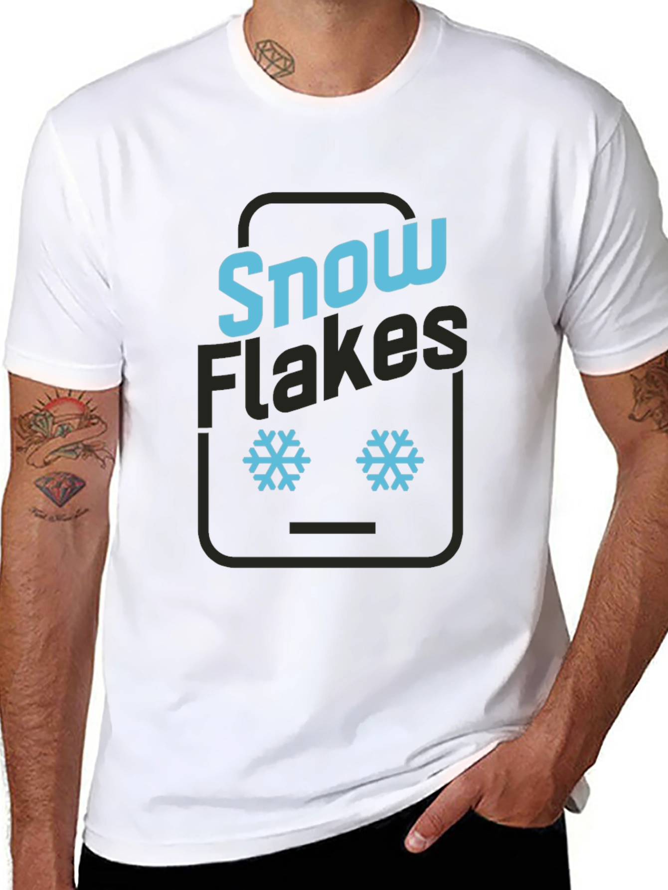 Snowflake Graphic Tee - Black Cotton T-Shirt