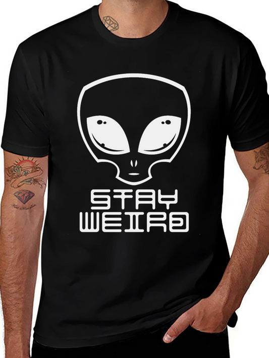 Stay Weird Alien Graphic Black T-Shirt