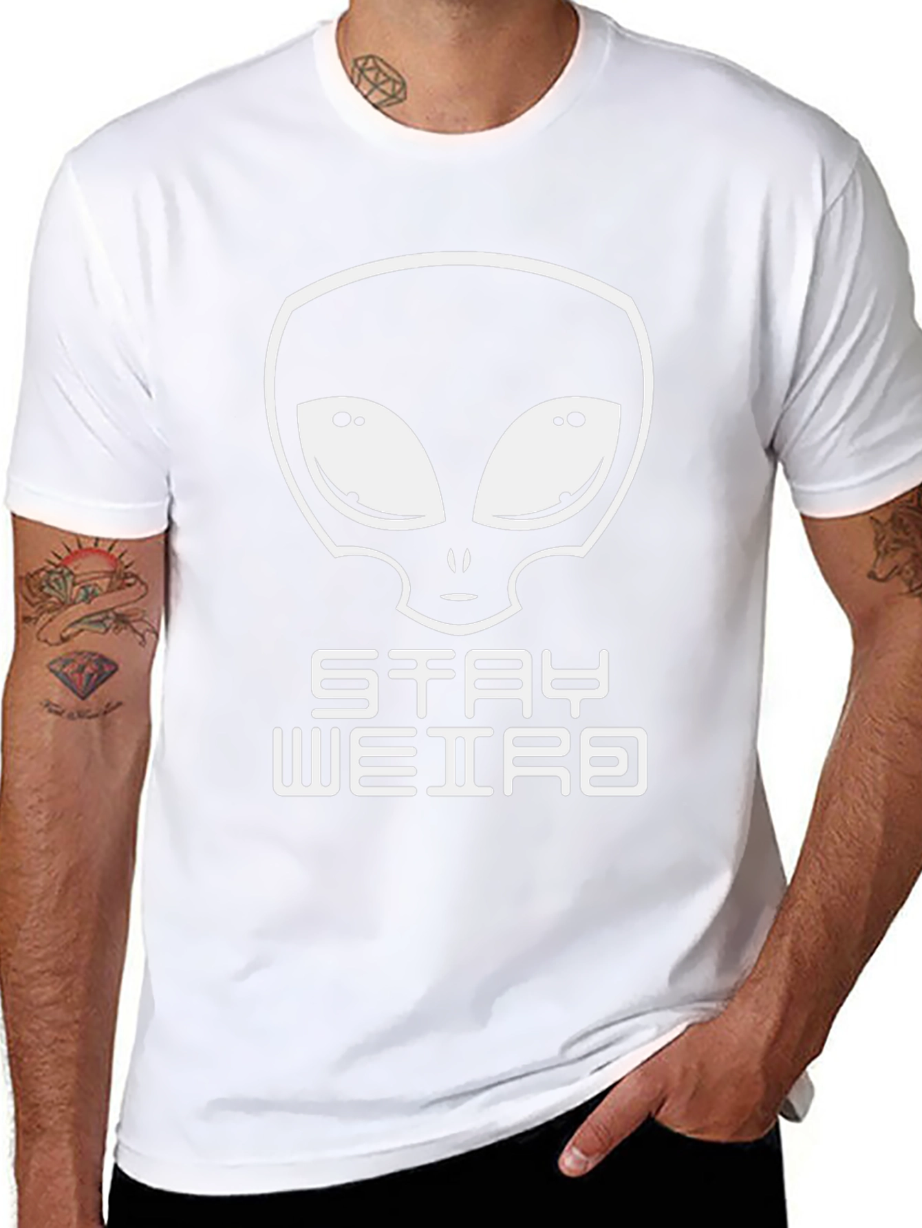 Stay Weird Alien Graphic Black T-Shirt