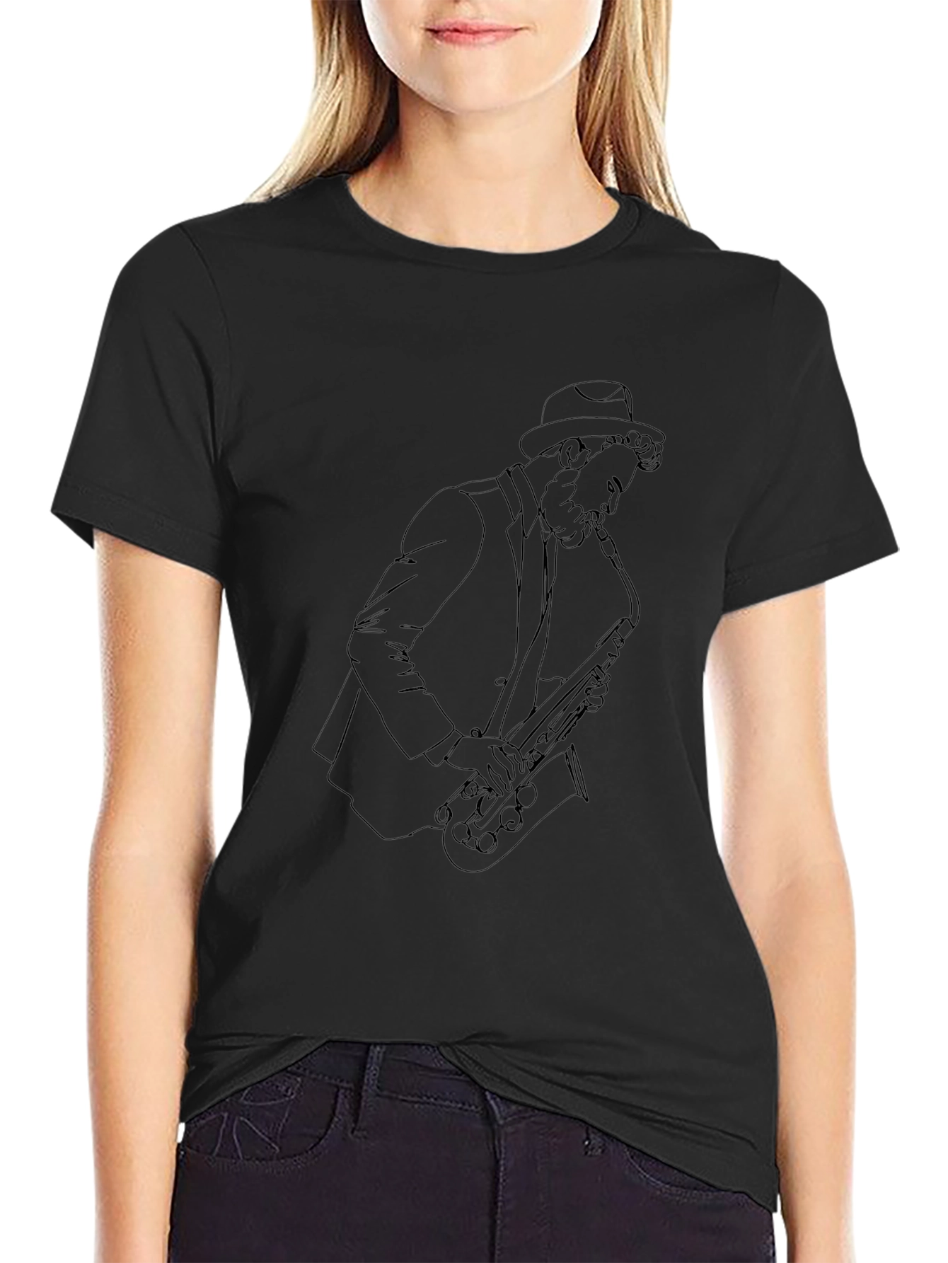 Sax Player Graphic Tee - Classic Style