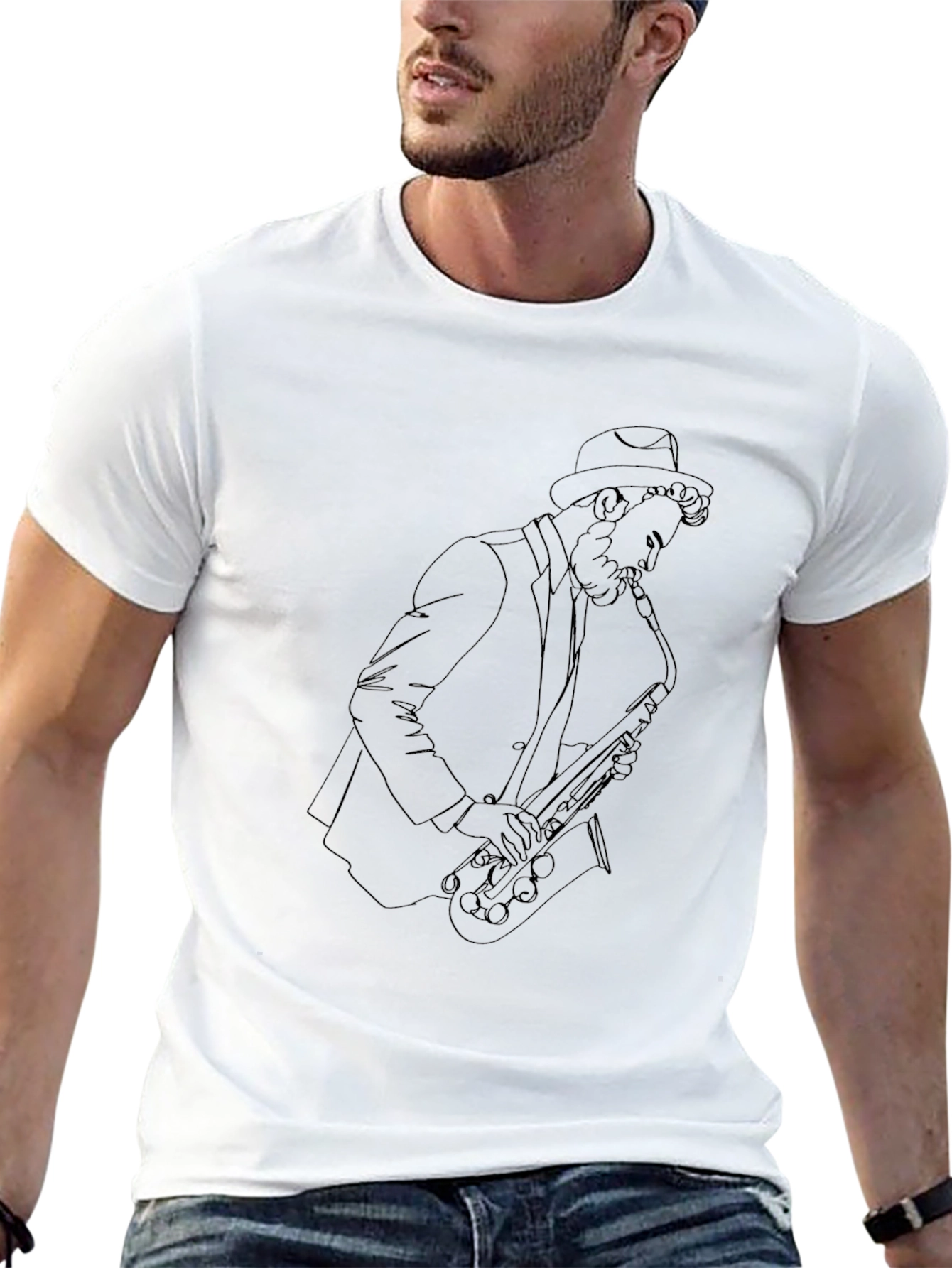 Sax Player Graphic Tee - Classic Style