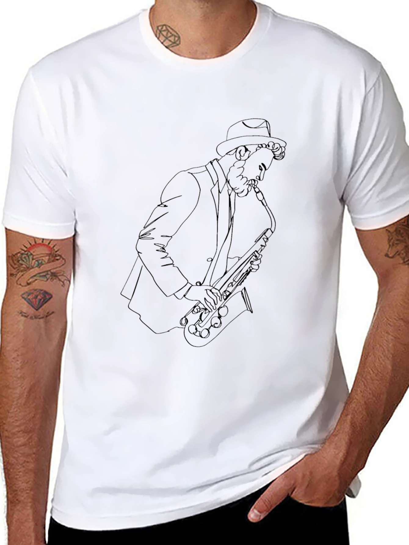 Sax Player Graphic Tee - Classic Style