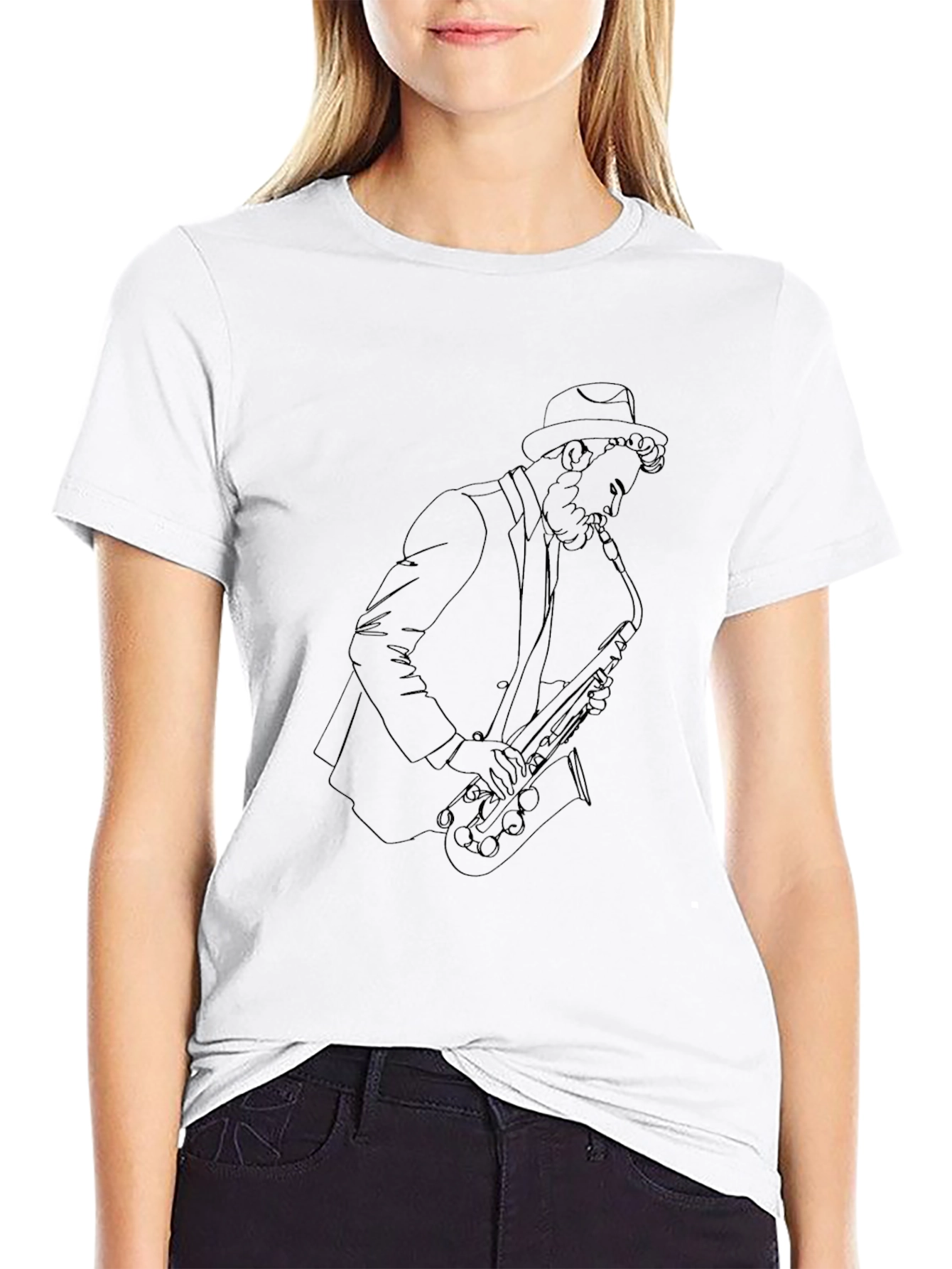 Sax Player Graphic Tee - Classic Style