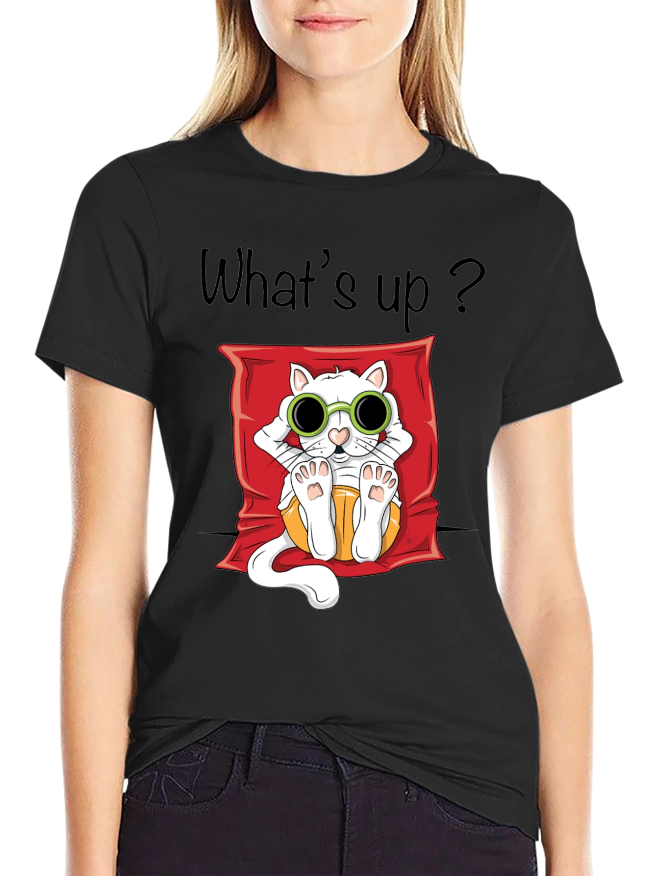 Cool Cat Graphic T-Shirt - Unisex Black Tee