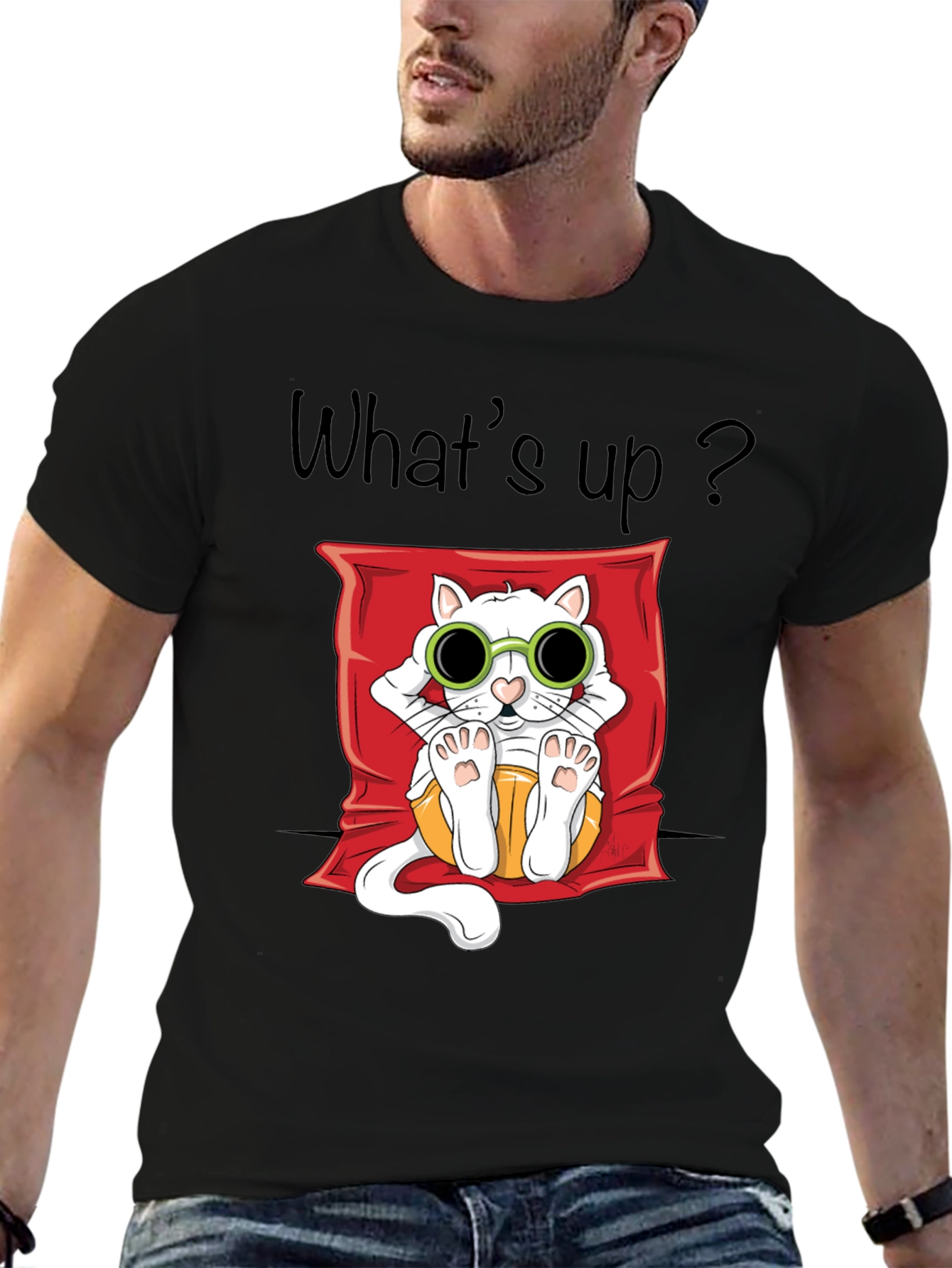 Cool Cat Graphic T-Shirt - Unisex Black Tee
