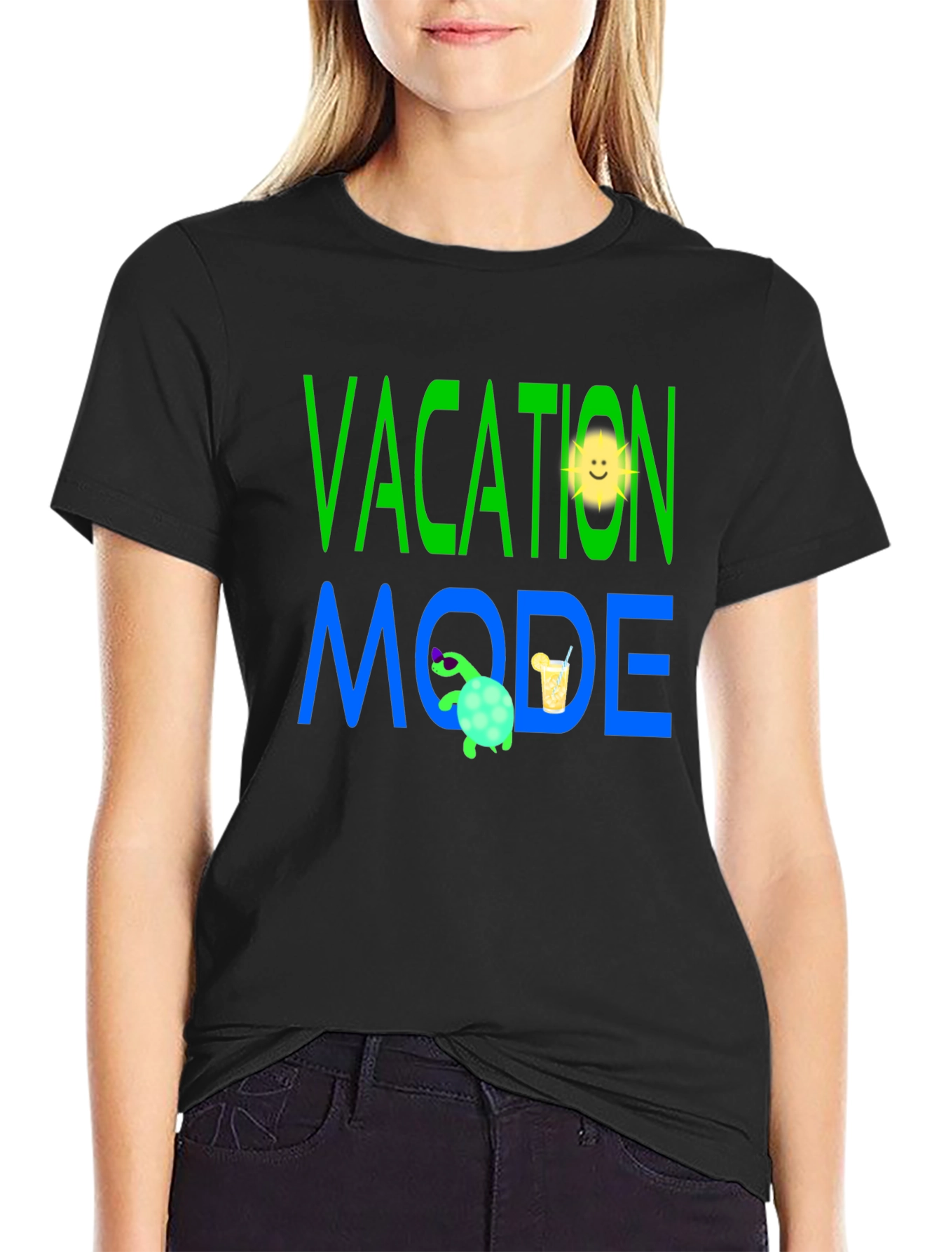 Vacation Mode T-Shirt - Turtle and Sun Design