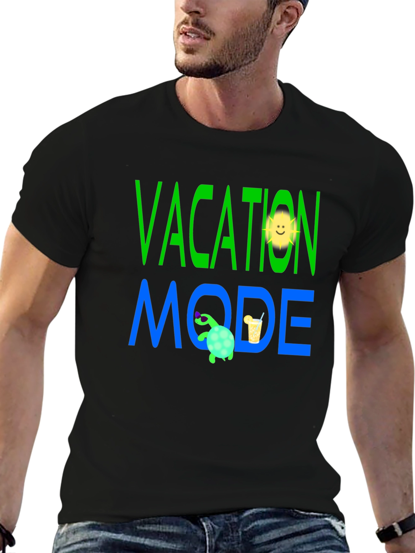 Vacation Mode T-Shirt - Turtle and Sun Design