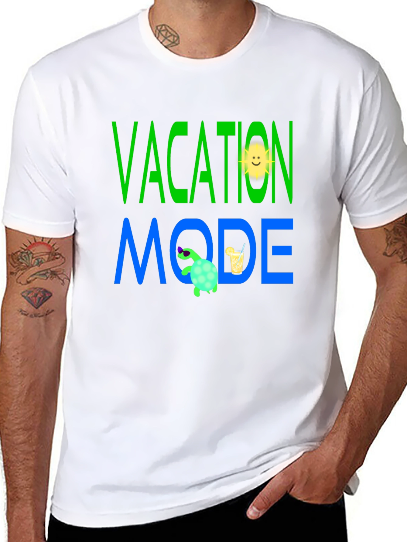 Vacation Mode T-Shirt - Turtle and Sun Design