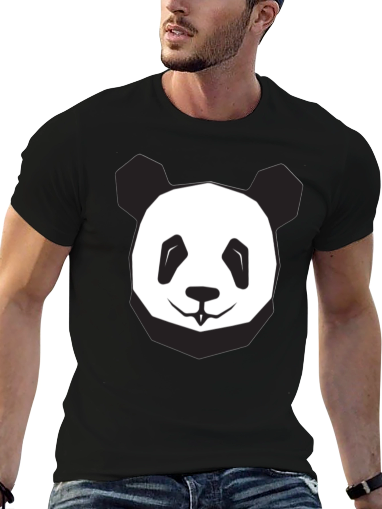 Cool Panda Graphic Tee - Soft Black Cotton T-Shirt