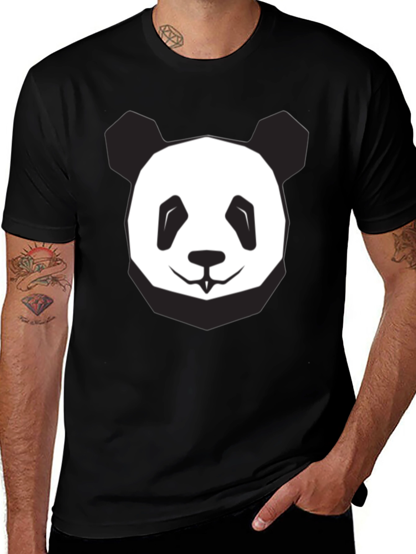 Cool Panda Graphic Tee - Soft Black Cotton T-Shirt