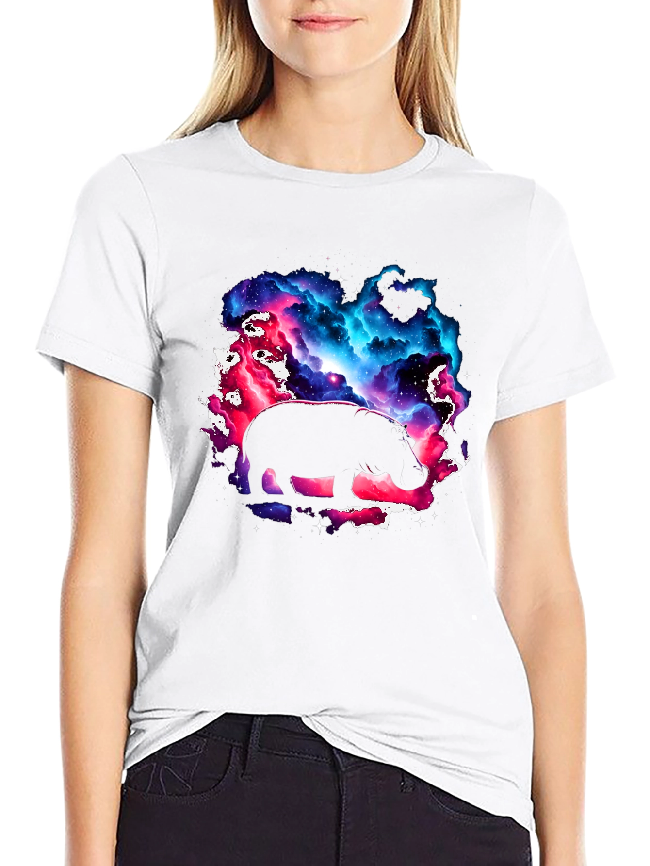 Cosmic Hippo Graphic Tee - Black