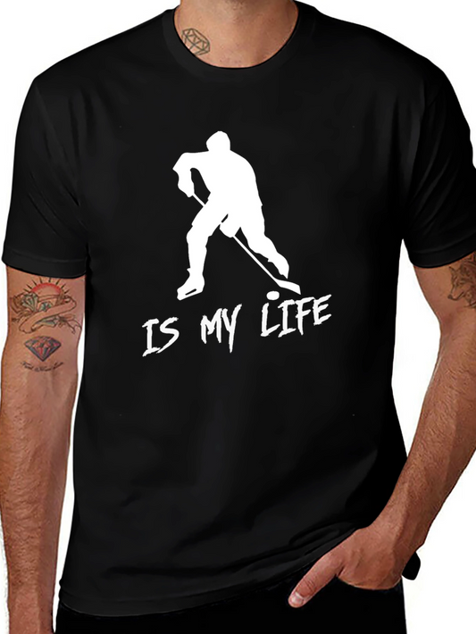 Hockey Is My Life Graphic Tee - Black Cotton T-Shirt