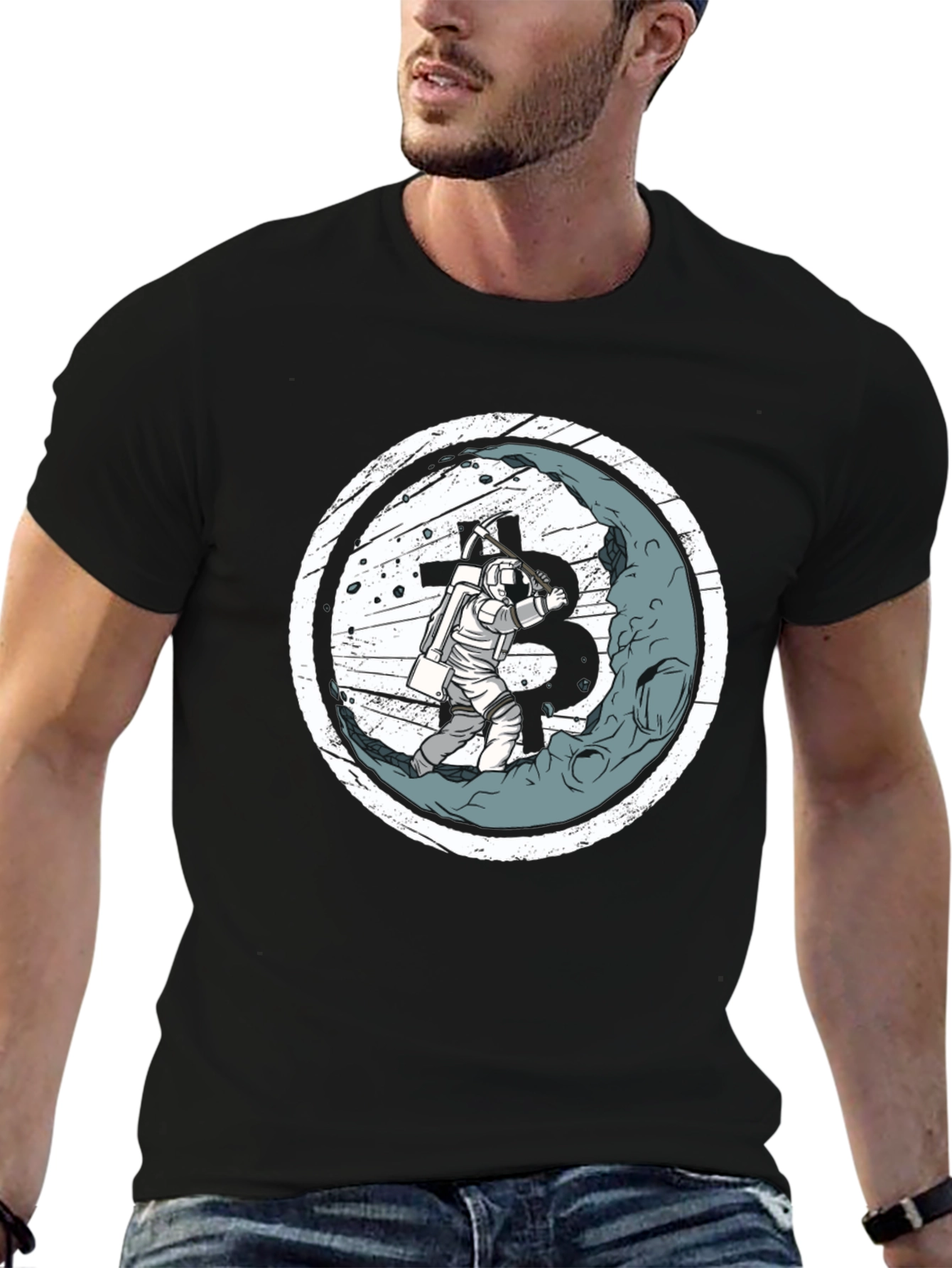 Astronaut Bitcoin Miner Graphic T-Shirt