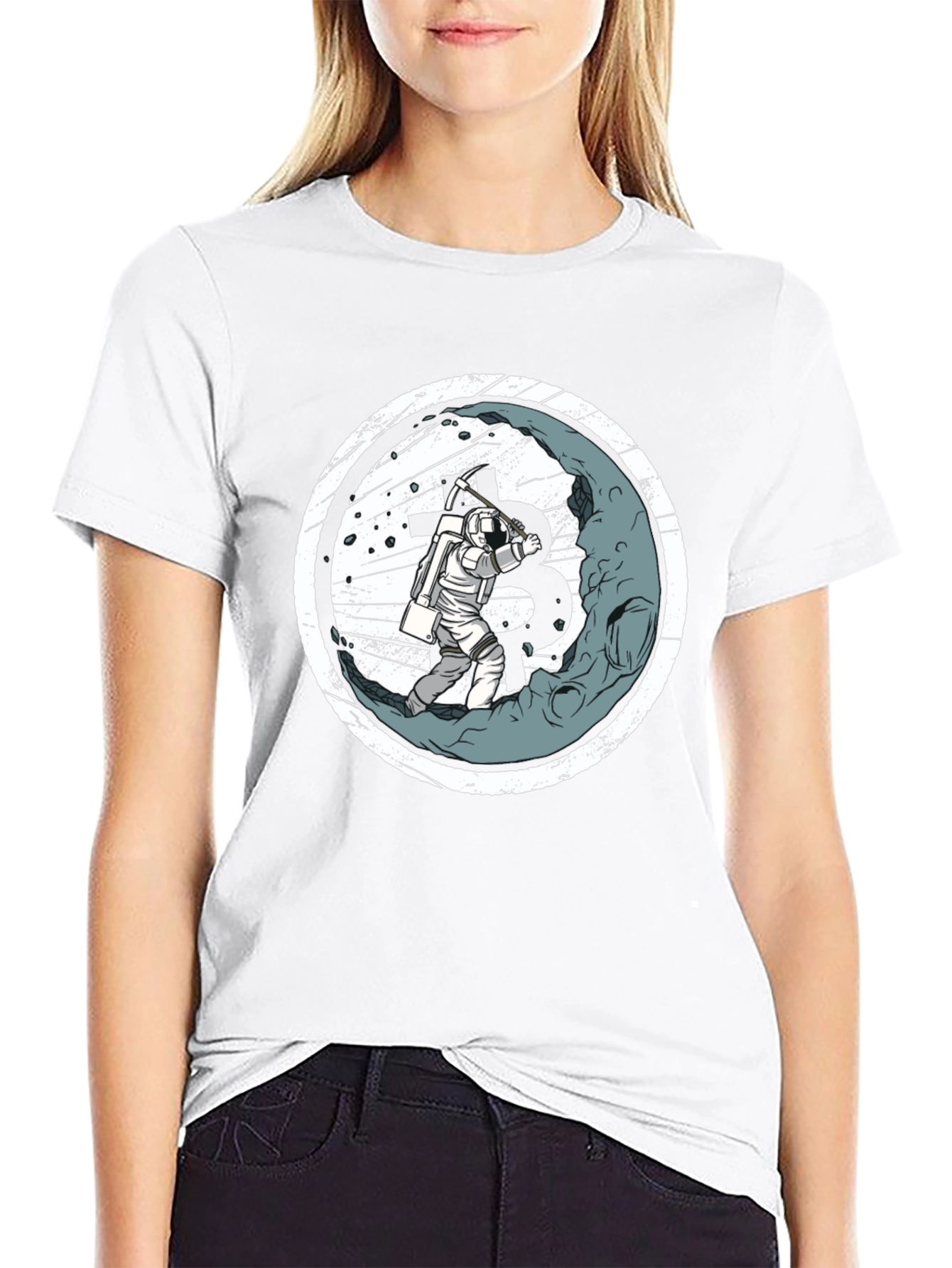 Astronaut Bitcoin Miner Graphic T-Shirt