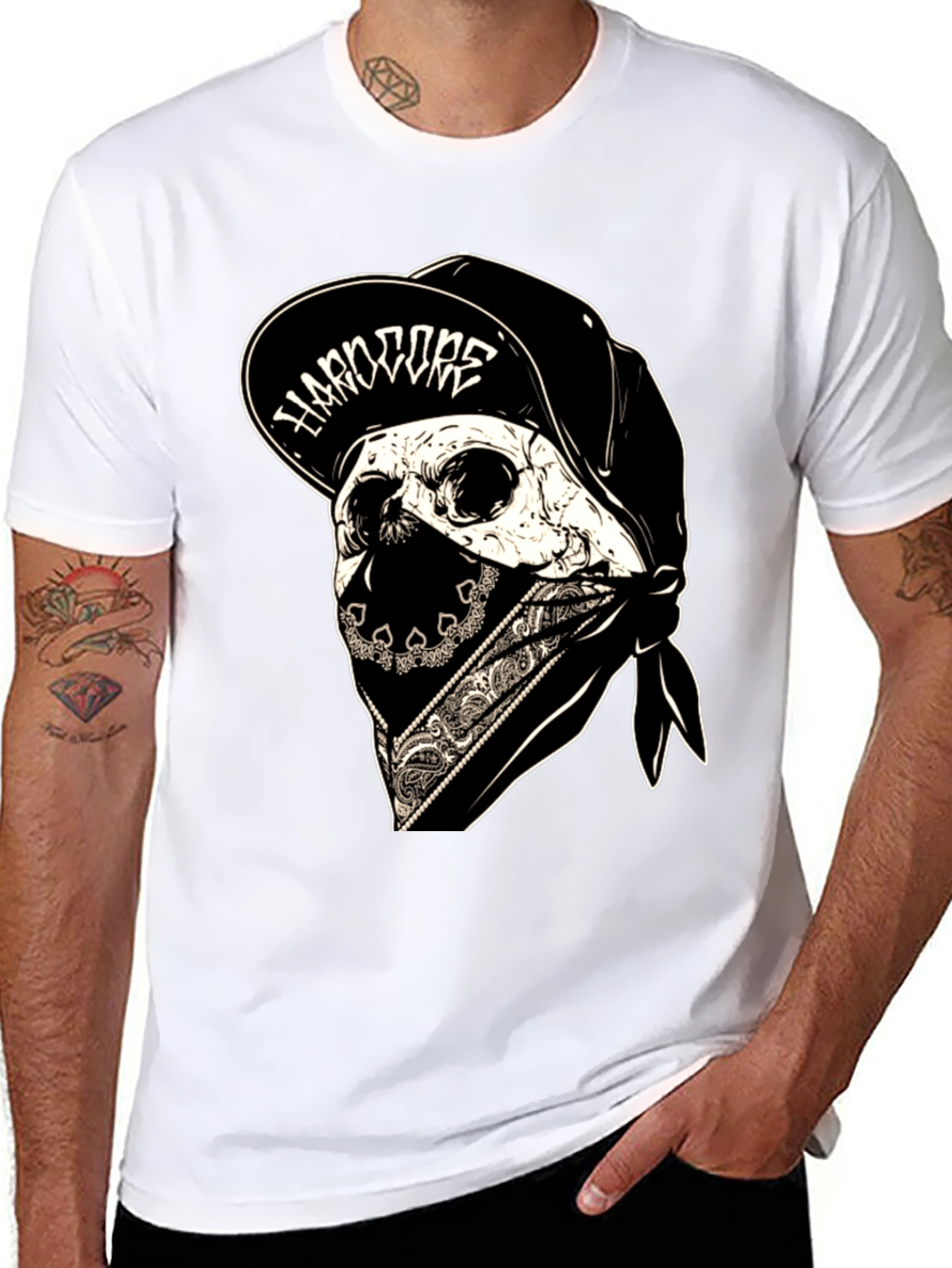 Hardcore Skull Bandana T-Shirt