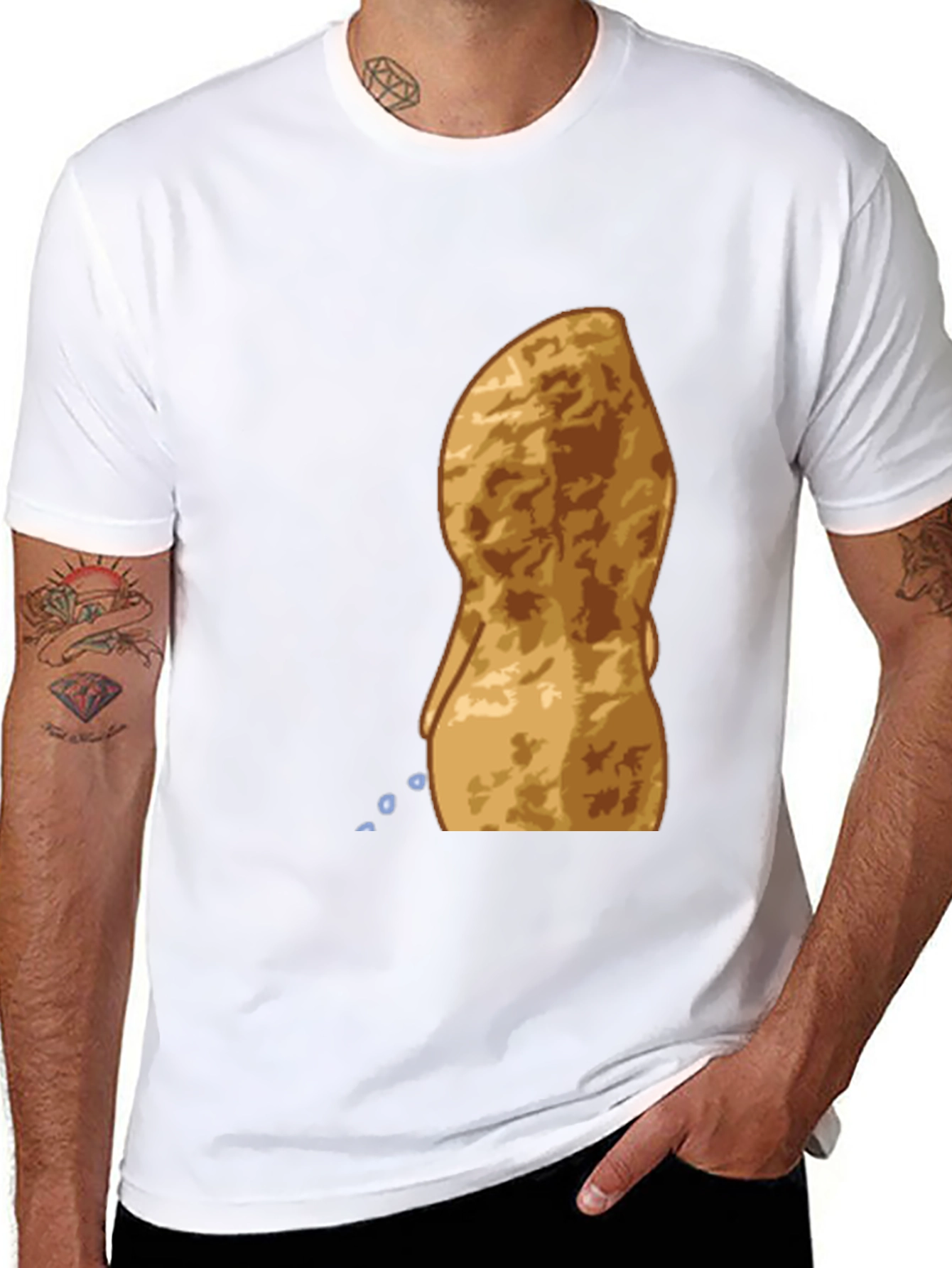 Peeing Peanut Funny Graphic T-Shirt