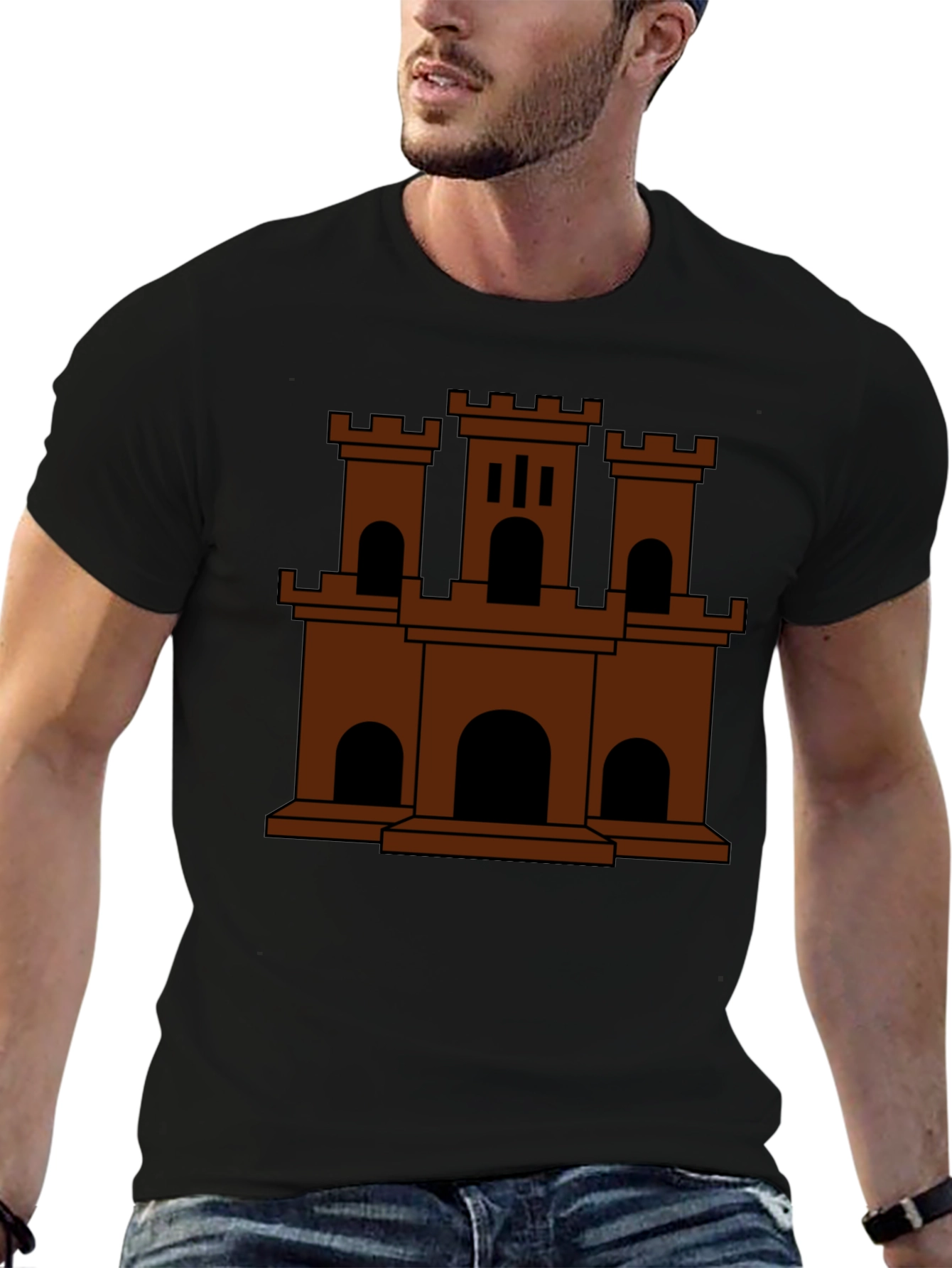 Castle Graphic Tee - Classic Brown Design