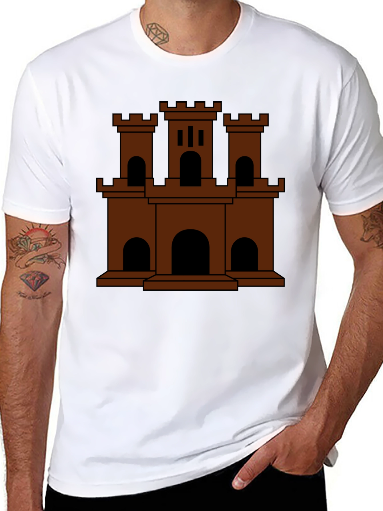 Castle Graphic Tee - Classic Brown Design