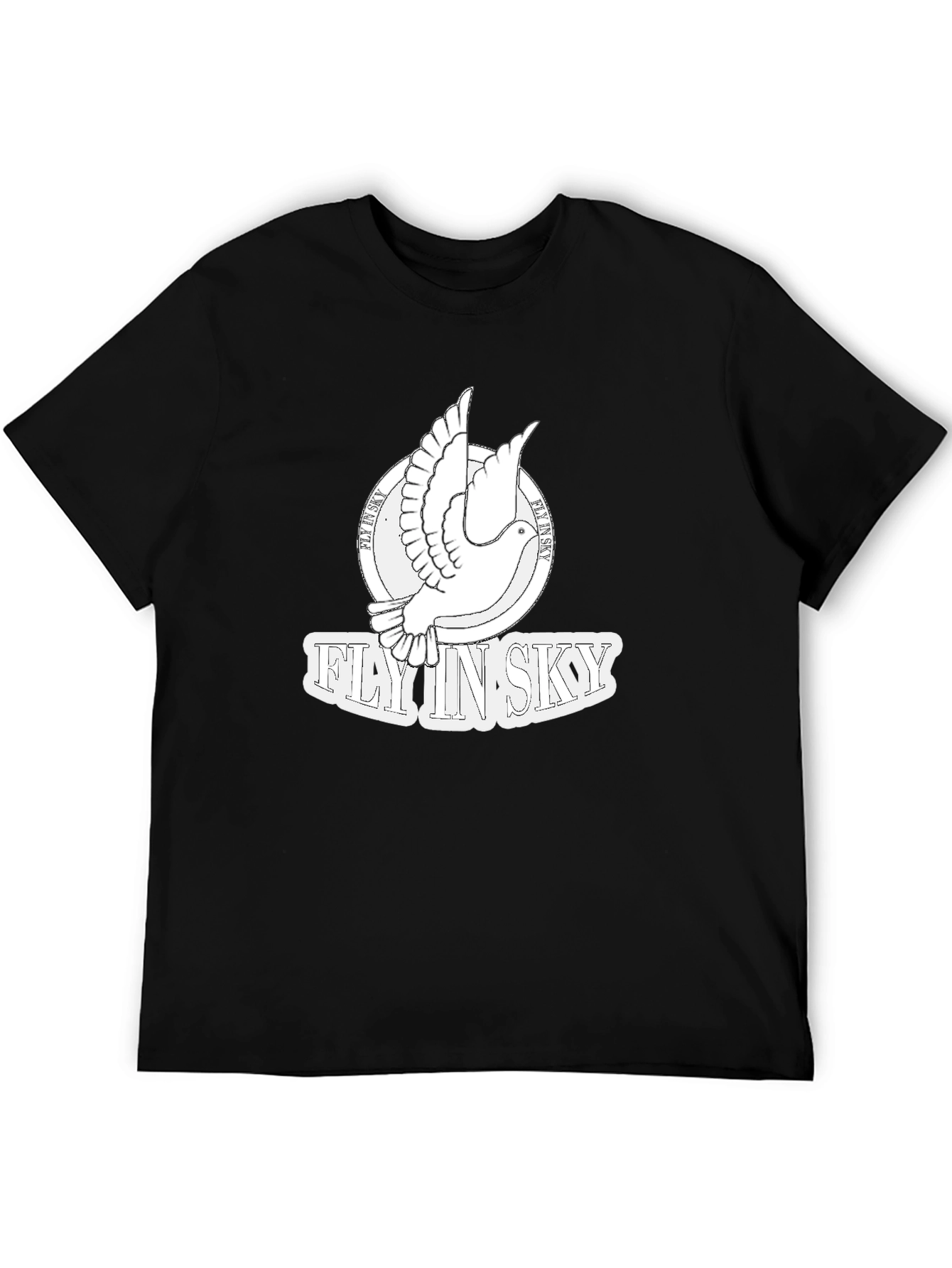 Fly In Sky Dove Graphic Black T-Shirt