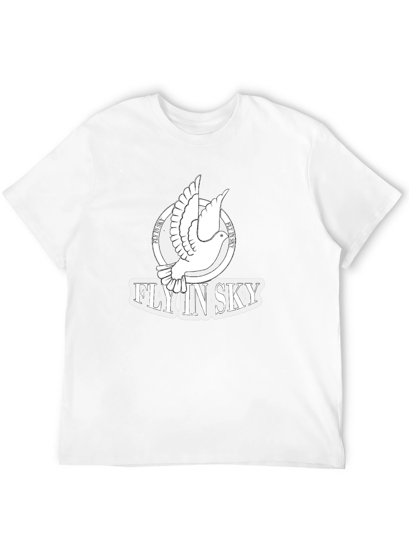 Fly In Sky Dove Graphic Black T-Shirt
