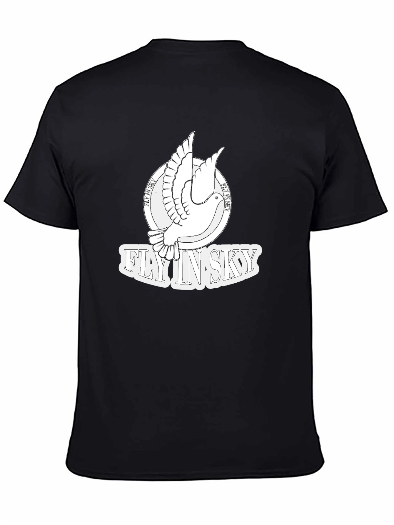 Fly In Sky Dove Graphic Black T-Shirt