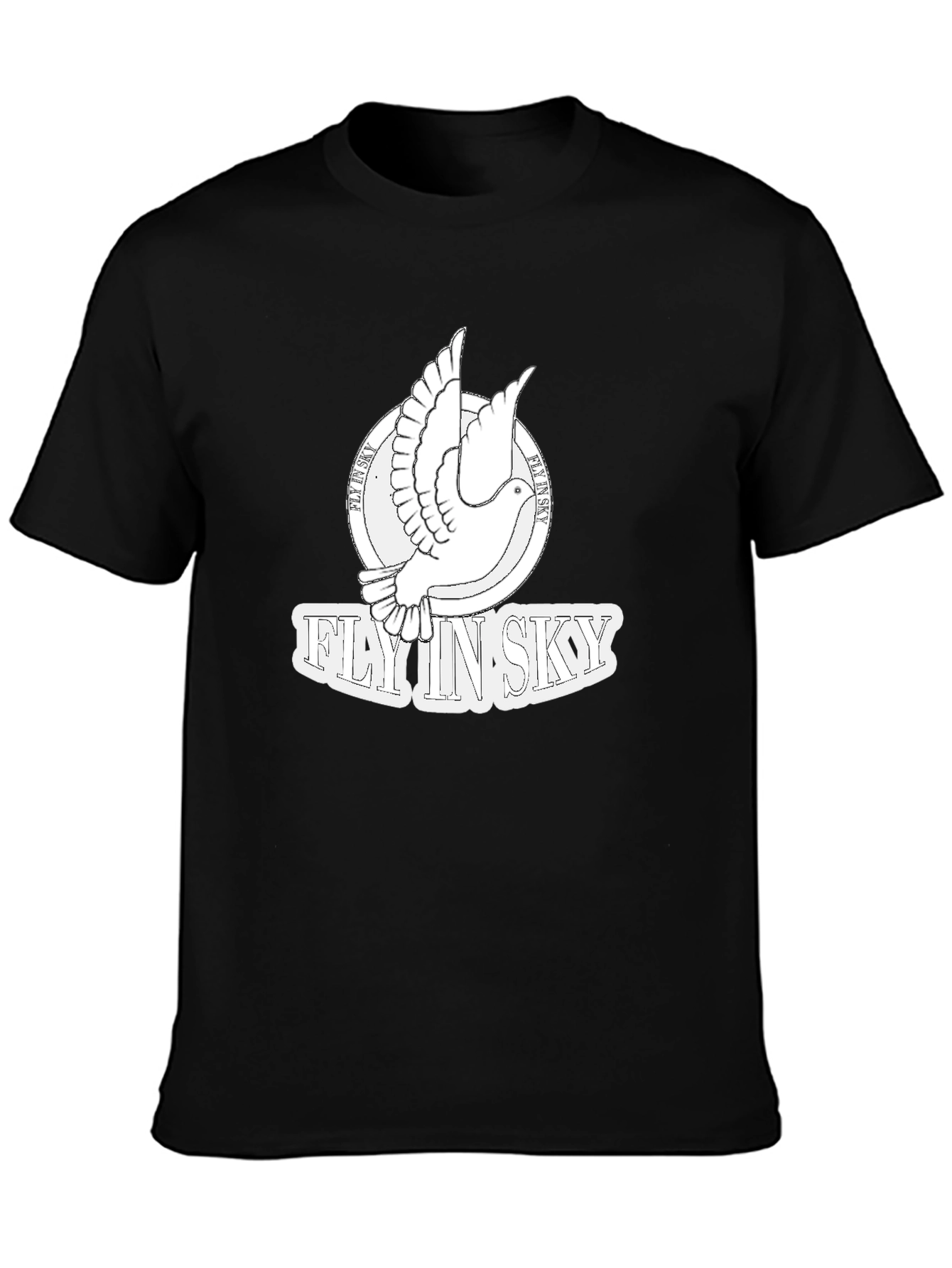 Fly In Sky Dove Graphic Black T-Shirt