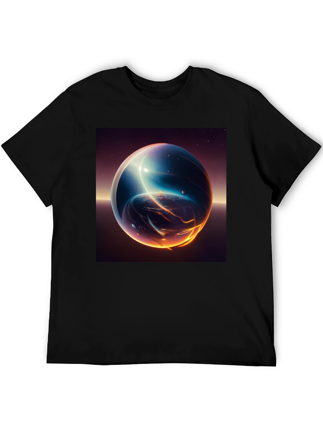 Cosmic Sphere Graphic T-Shirt - Premium Black Tee
