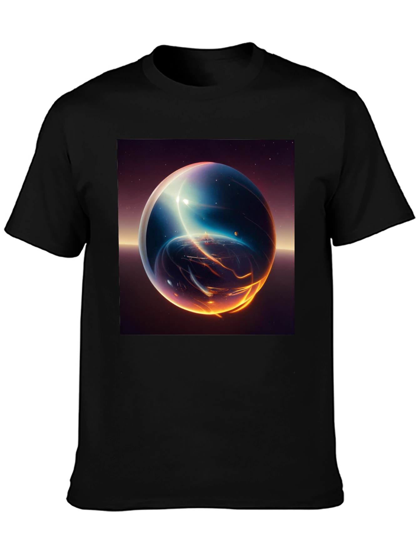 Cosmic Sphere Graphic T-Shirt - Premium Black Tee