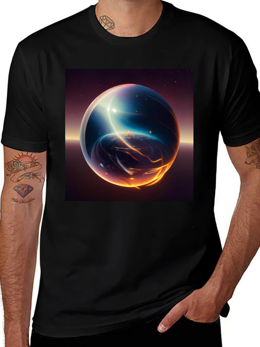 Cosmic Sphere Graphic T-Shirt - Premium Black Tee