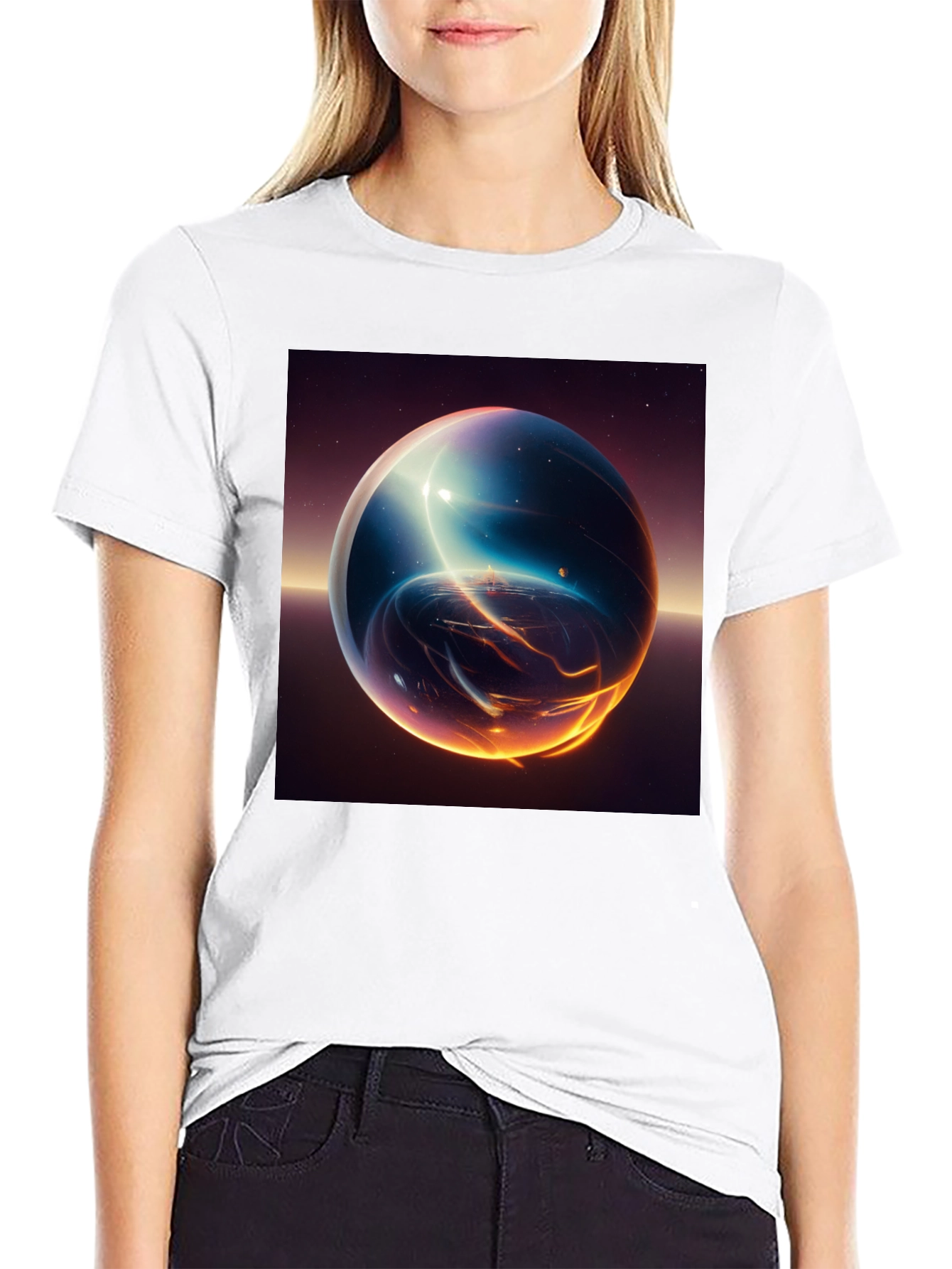 Cosmic Sphere Graphic T-Shirt - Premium Black Tee