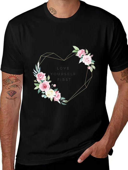 Floral Heart Tee - Love Yourself First T-Shirt