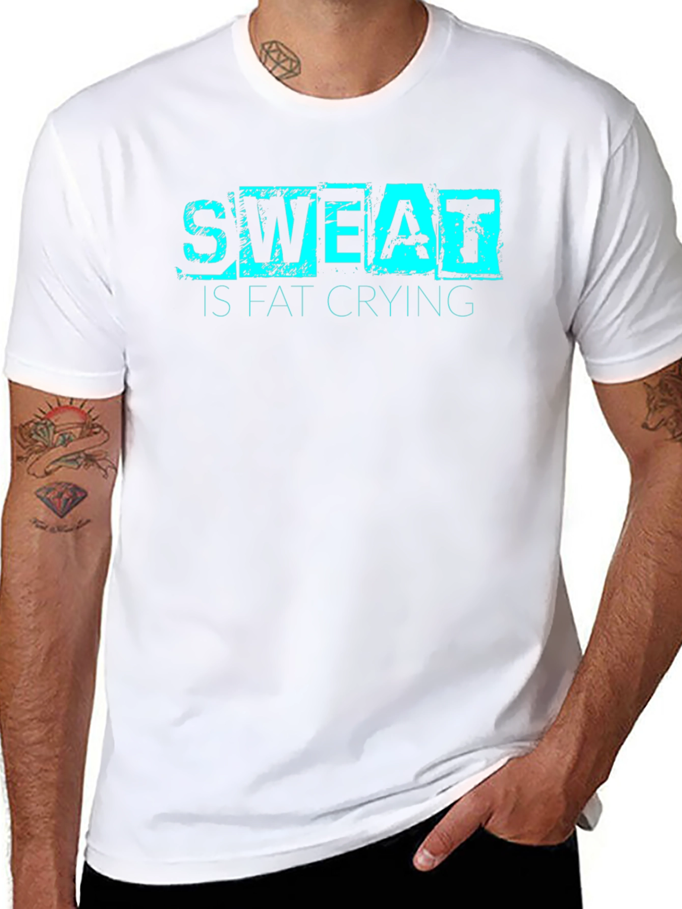 Sweat is Fat Crying Graphic Tee - Black