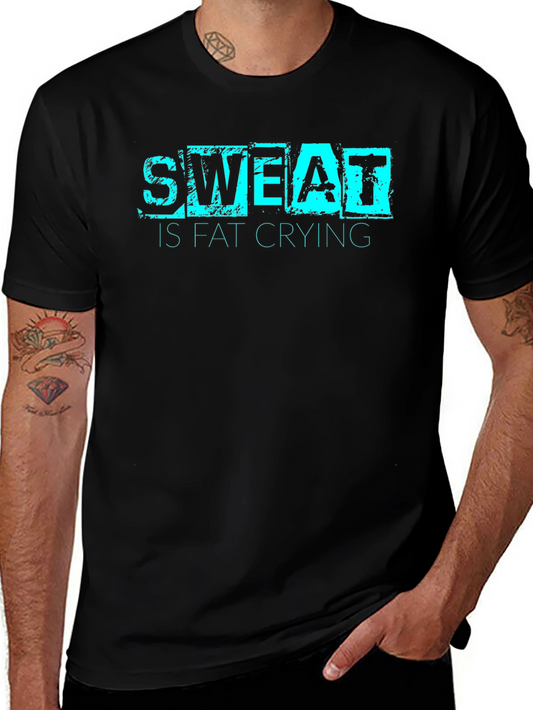 Sweat is Fat Crying Graphic Tee - Black