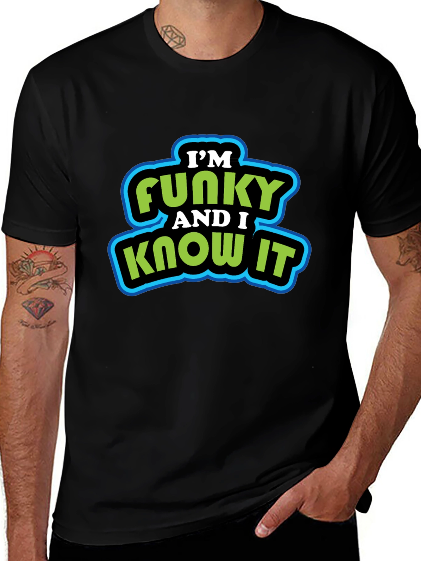Funky and I Know It Mens Black Graphic T-Shirt
