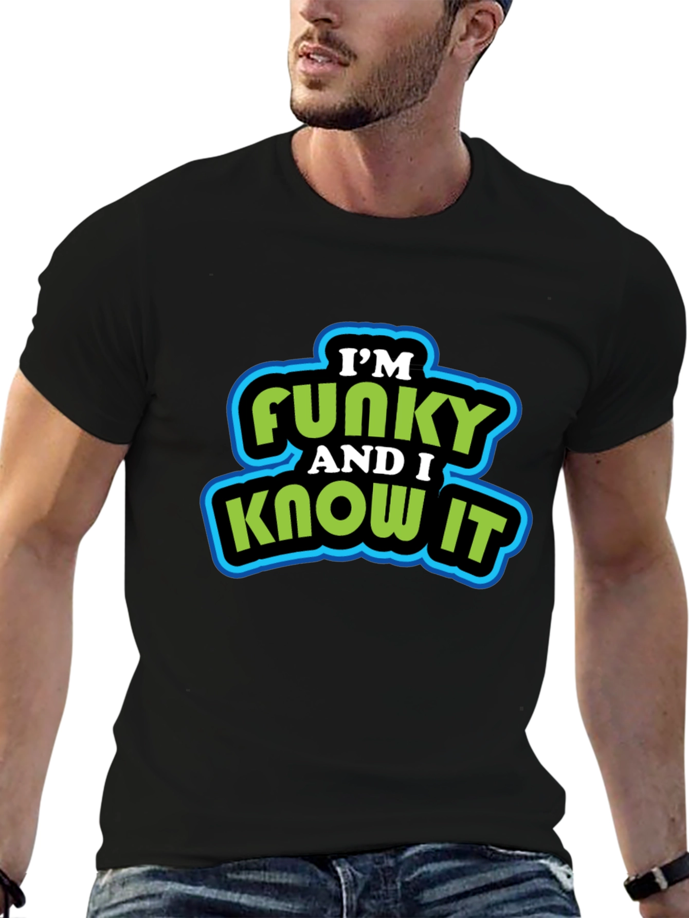 Funky and I Know It Mens Black Graphic T-Shirt