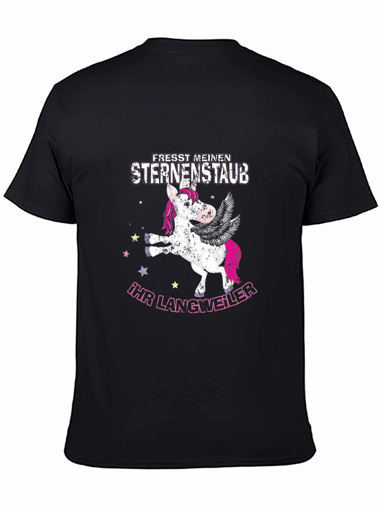 Funny Unicorn Sternenstaub Black T-Shirt