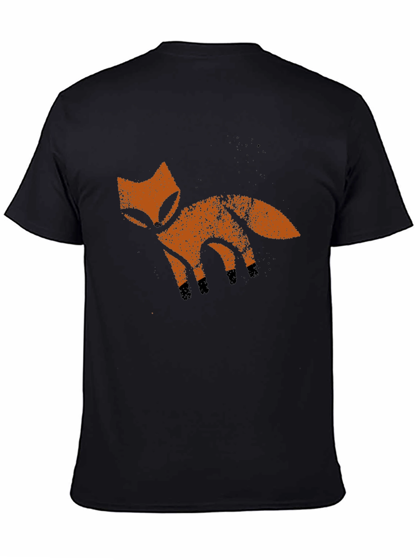 Rustic Fox Graphic Tee - Soft Black Cotton T-Shirt
