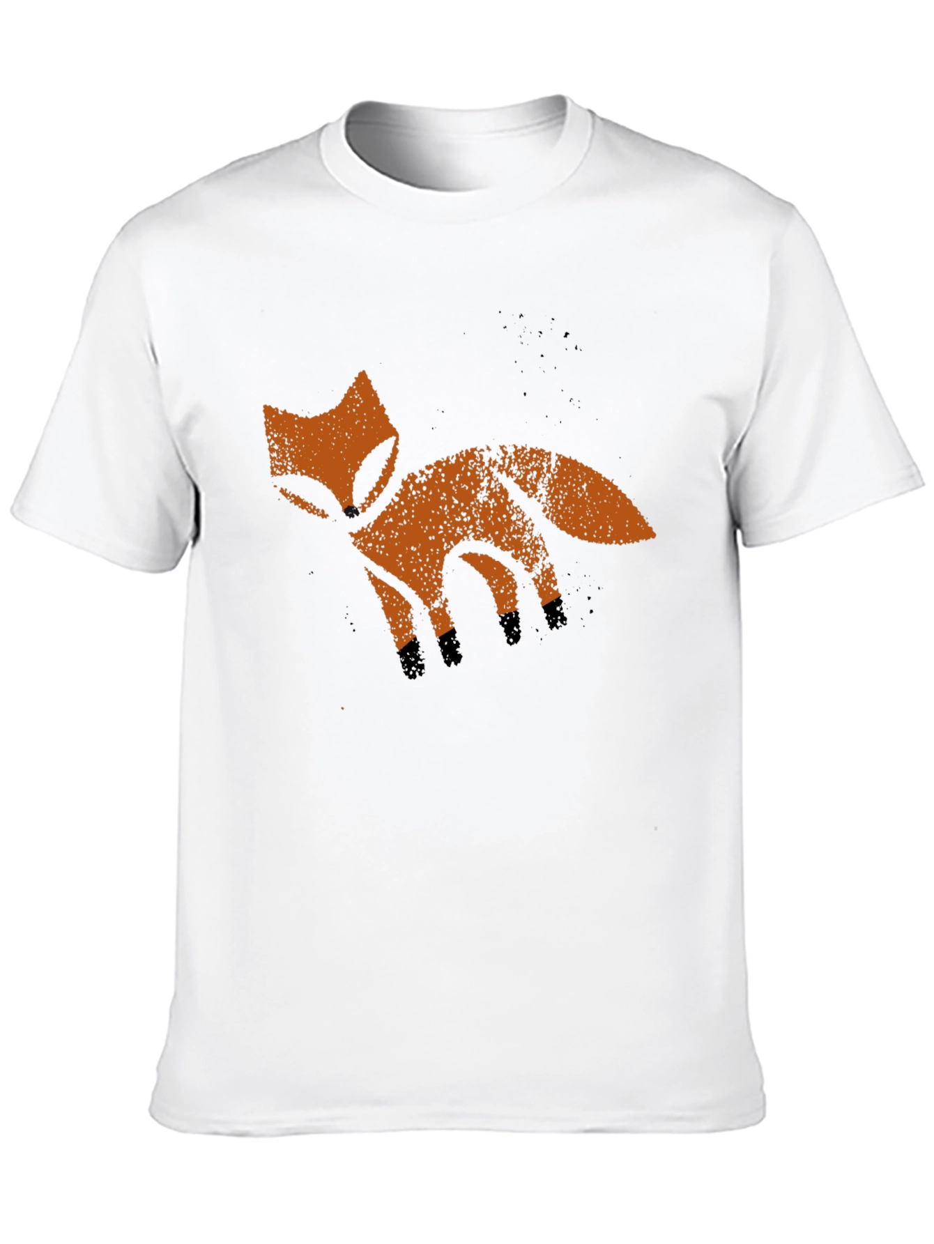 Rustic Fox Graphic Tee - Soft Black Cotton T-Shirt