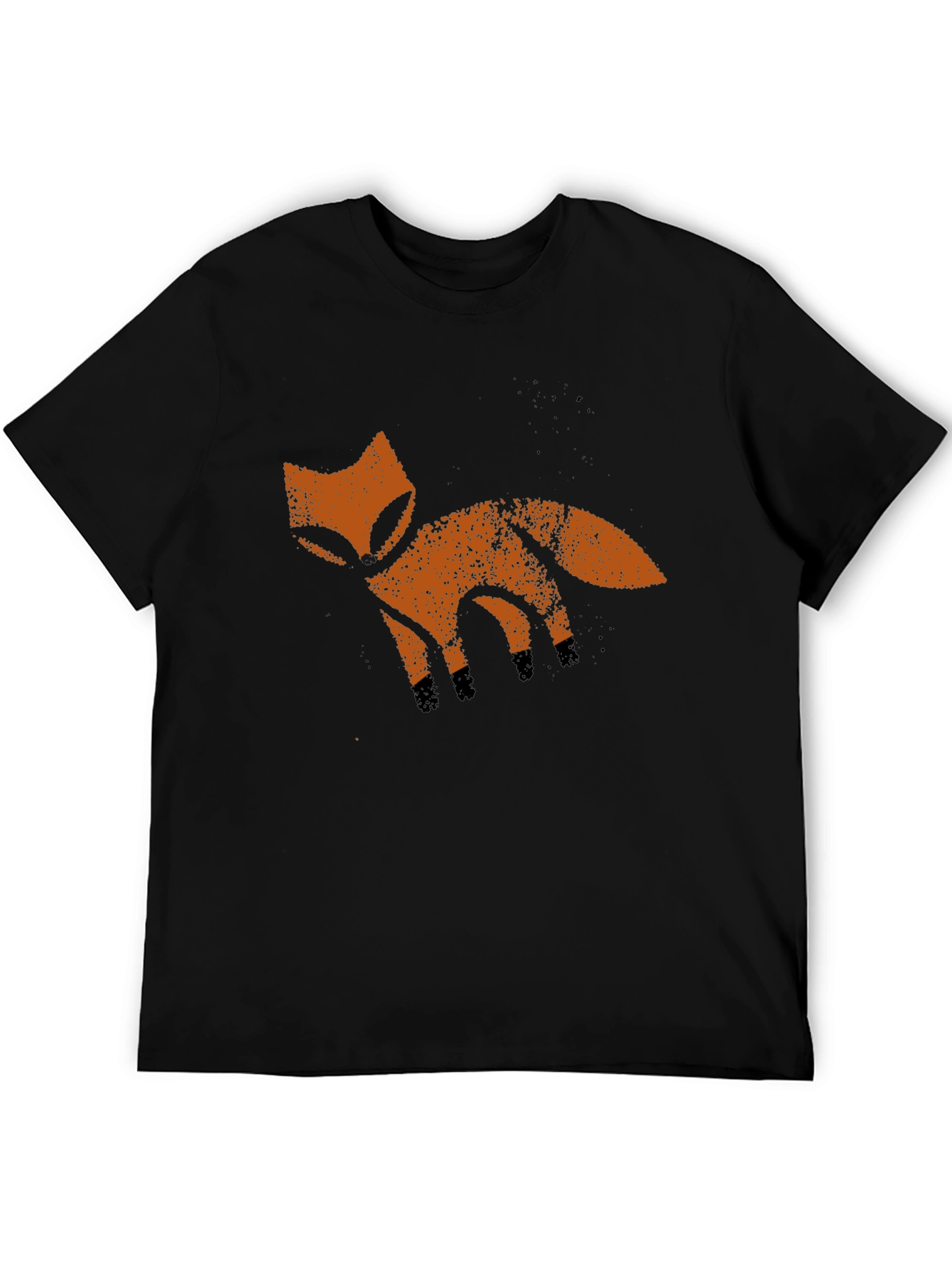 Rustic Fox Graphic Tee - Soft Black Cotton T-Shirt