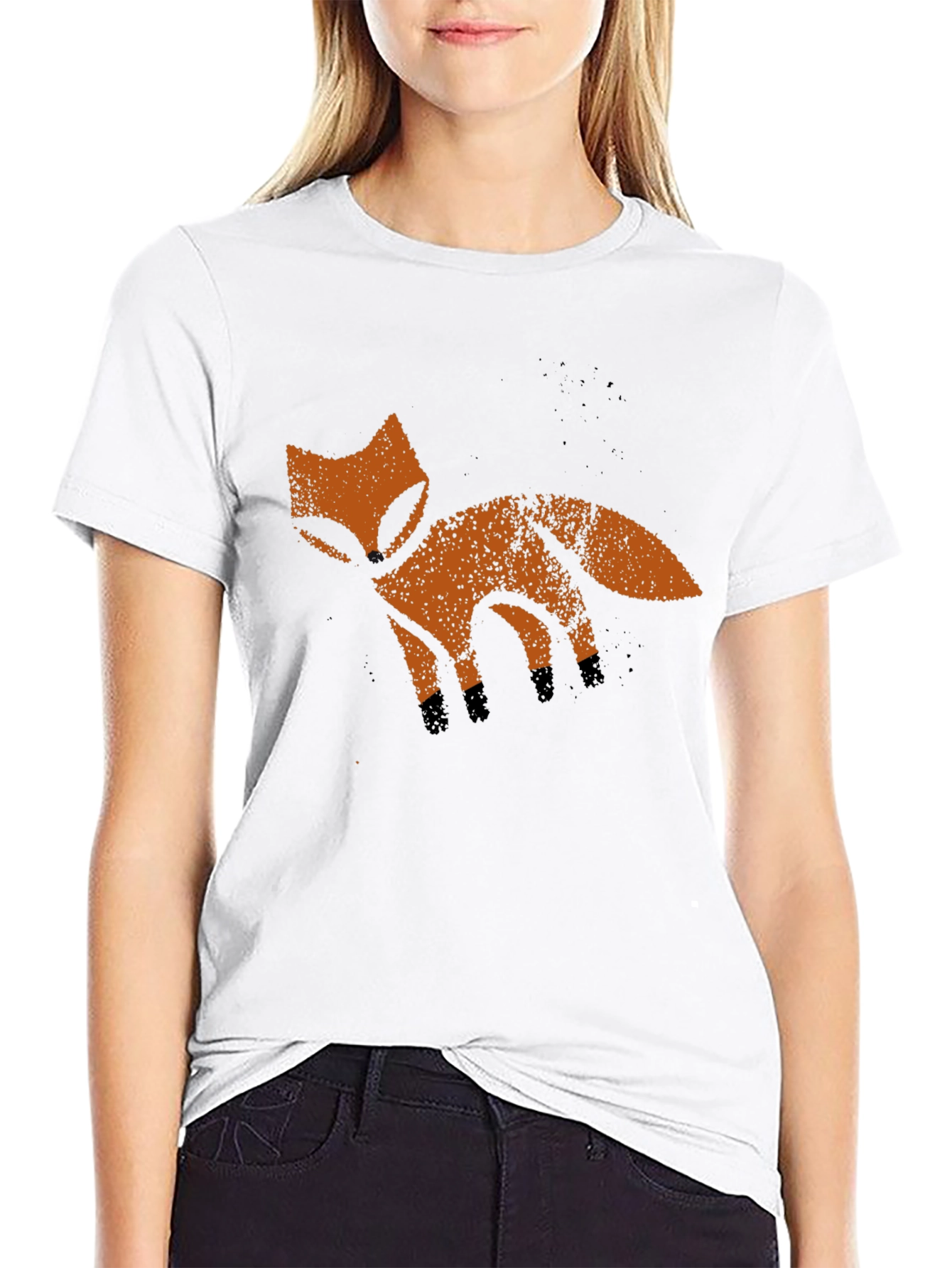 Rustic Fox Graphic Tee - Soft Black Cotton T-Shirt