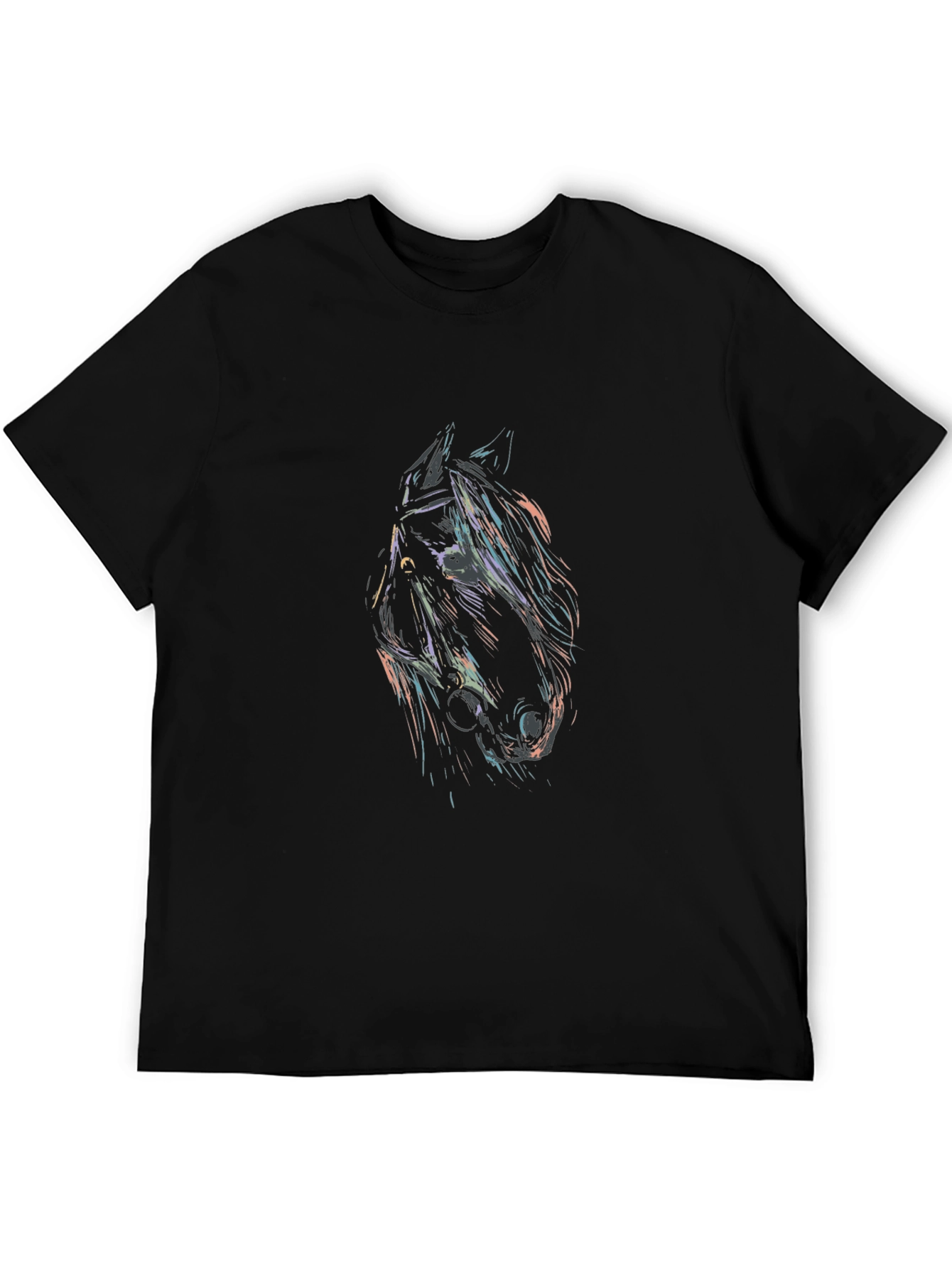 Black T-Shirt with Horse Head Graphic