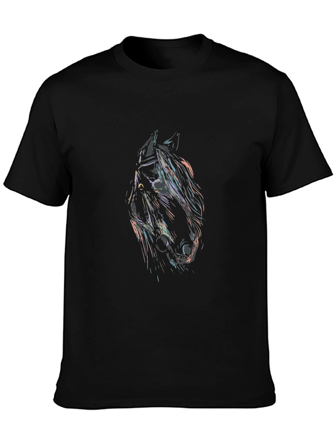 Black T-Shirt with Horse Head Graphic