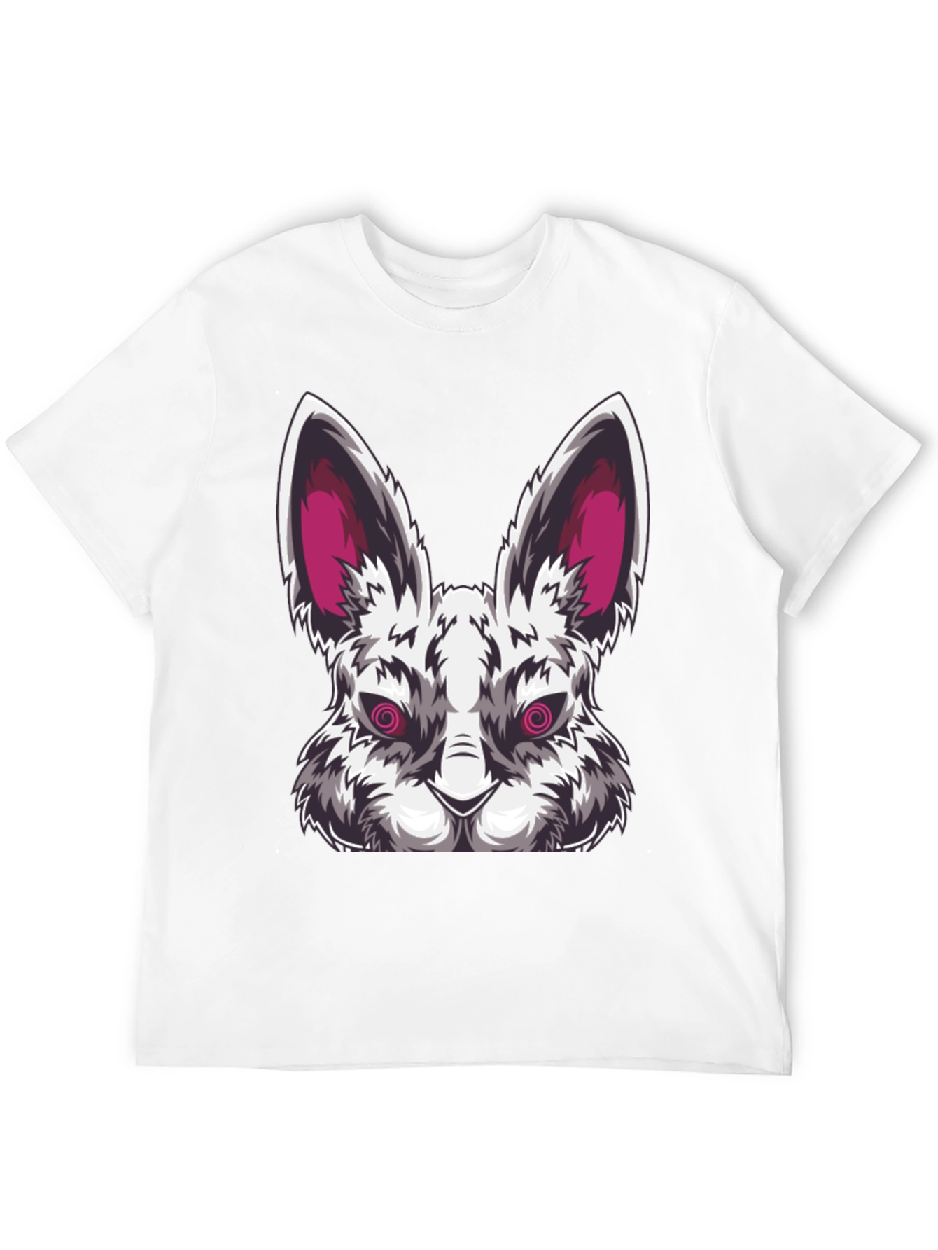 Mens Black T-Shirt with Evil Rabbit Graphic