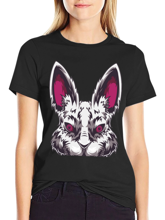 Mens Black T-Shirt with Evil Rabbit Graphic
