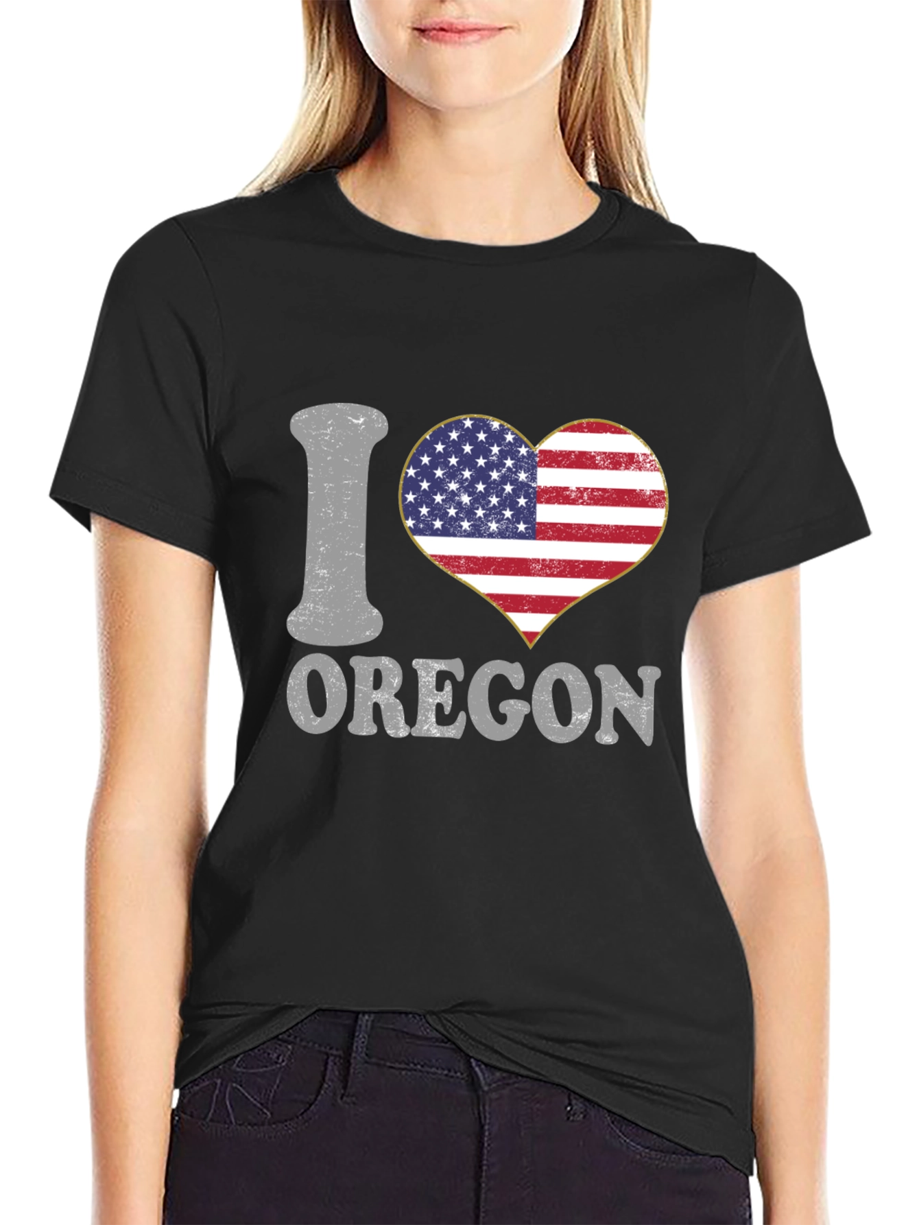 I Heart Oregon USA Flag Graphic Tee