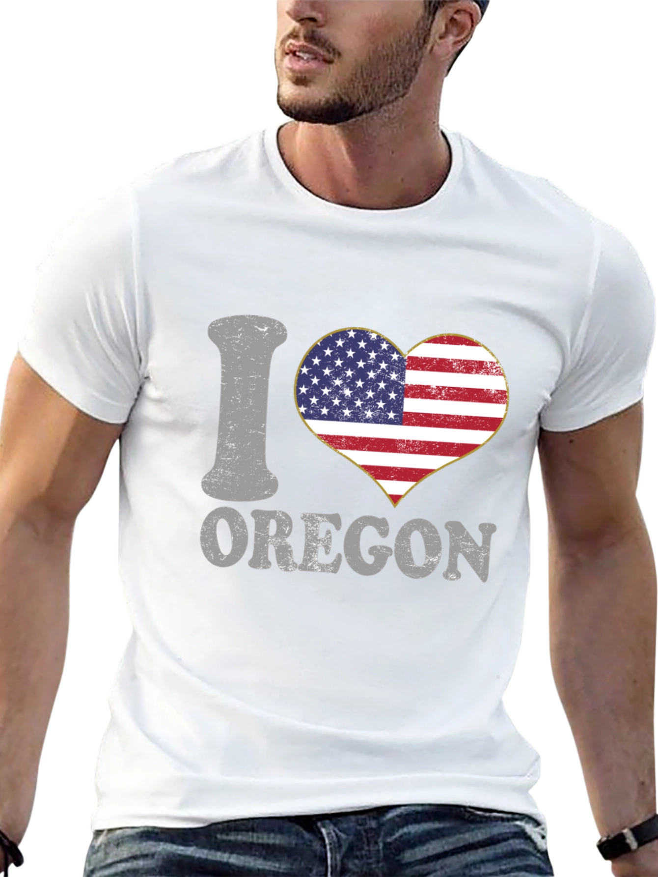 I Heart Oregon USA Flag Graphic Tee