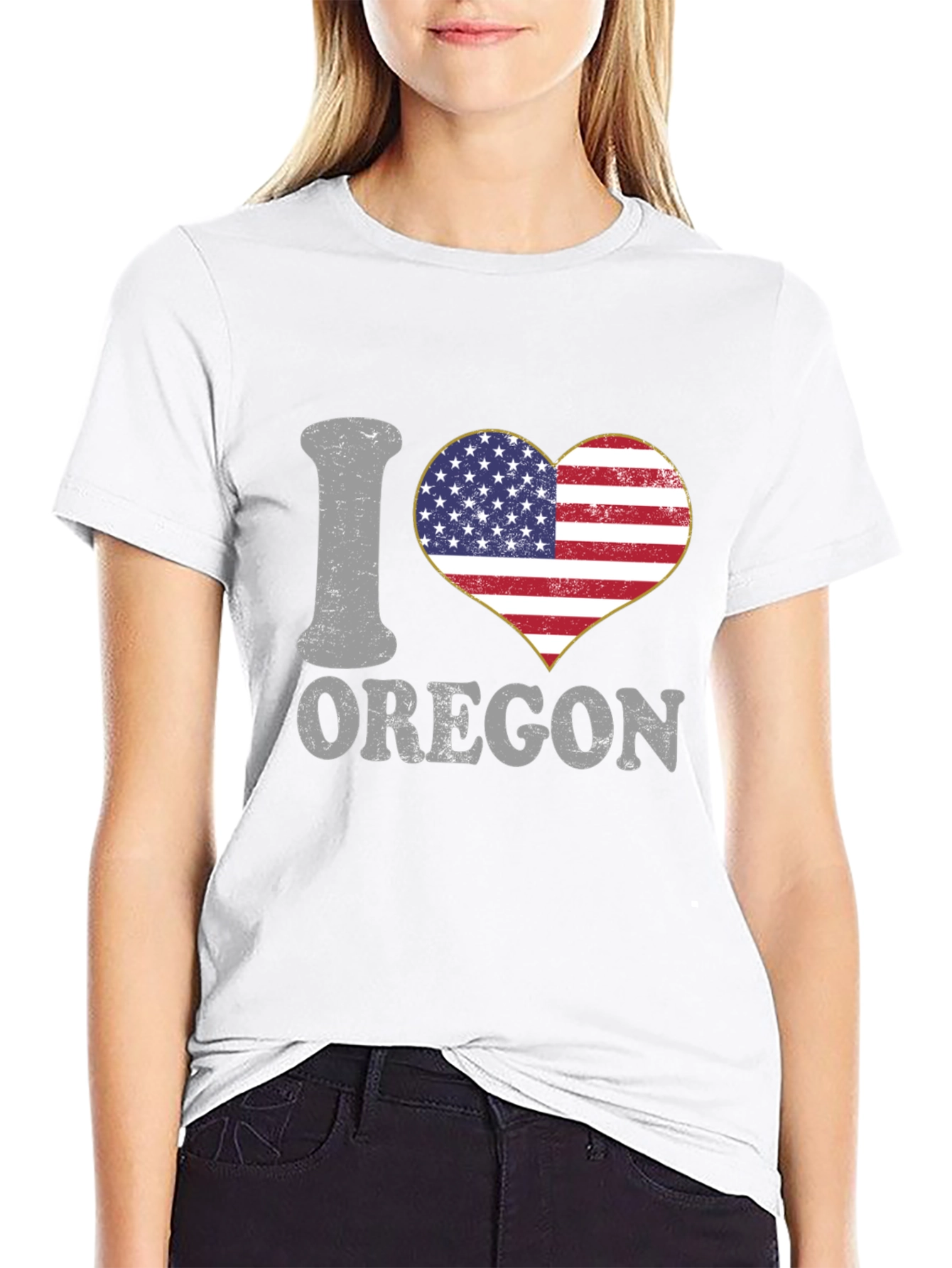 I Heart Oregon USA Flag Graphic Tee