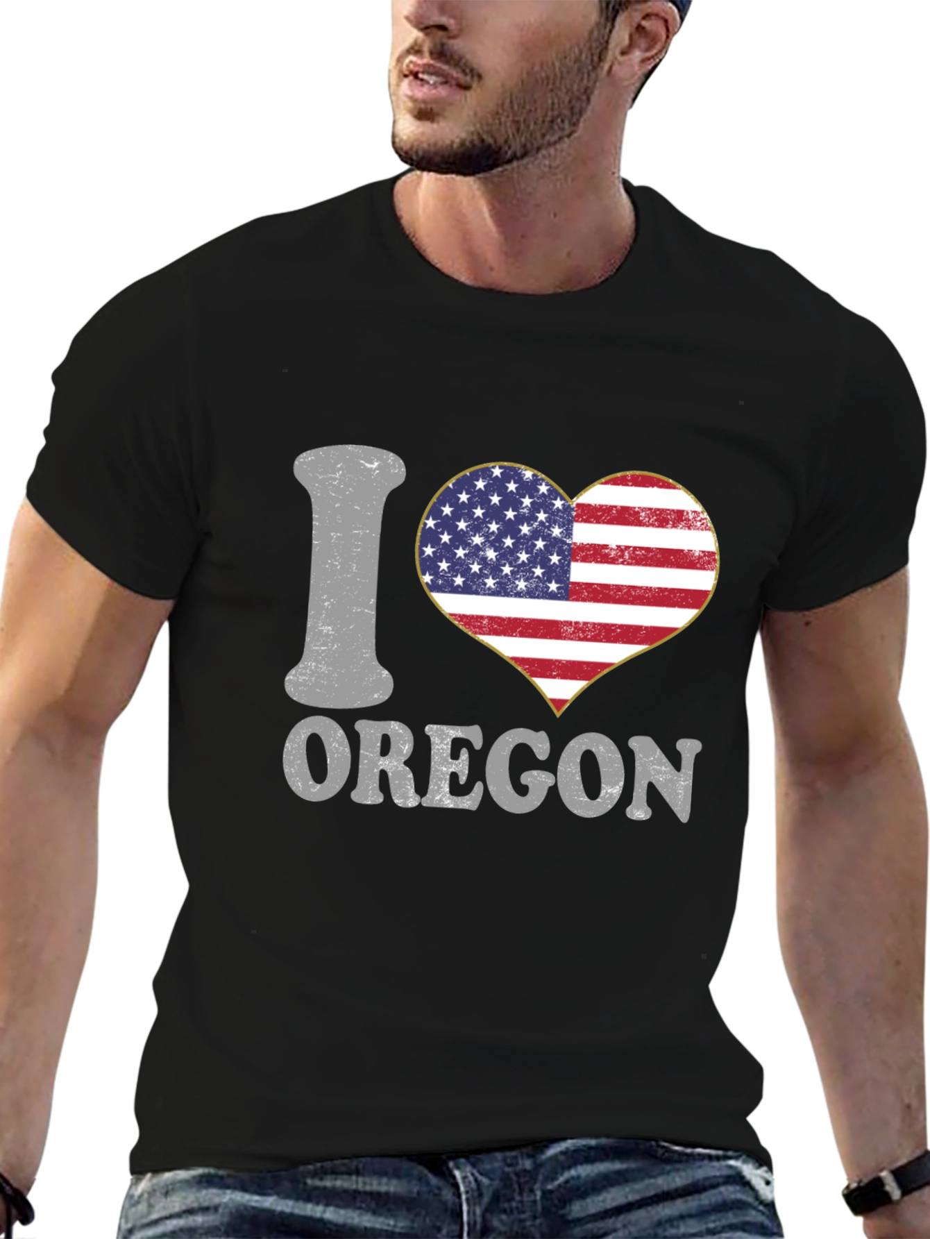 I Heart Oregon USA Flag Graphic Tee