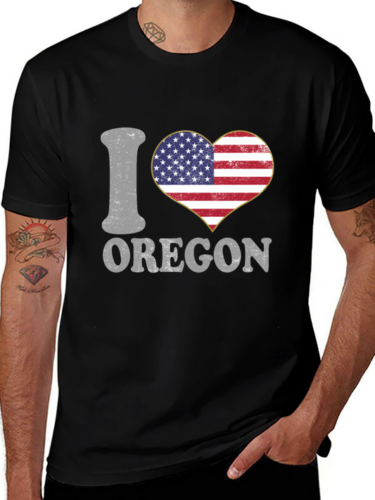 I Heart Oregon USA Flag Graphic Tee